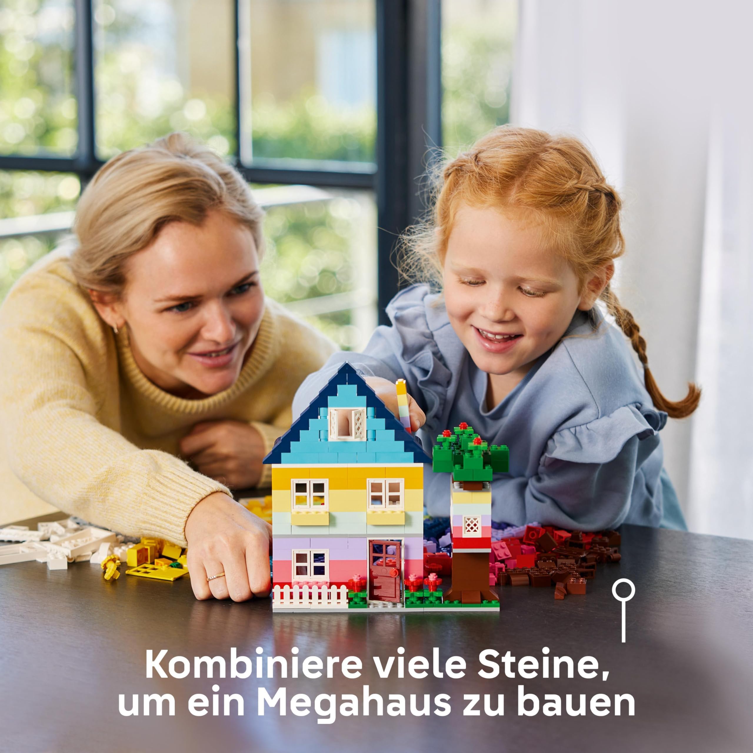 LEGO Classic Kreative Häuser, Bausteine-Set für Kinder, Konstruktionsspielzeug mit 850 Steinen, Haus-Bauen-Spielzeug mit Zubehör, Geschenk für Jungen und Mädchen ab 4 Jahren 11035