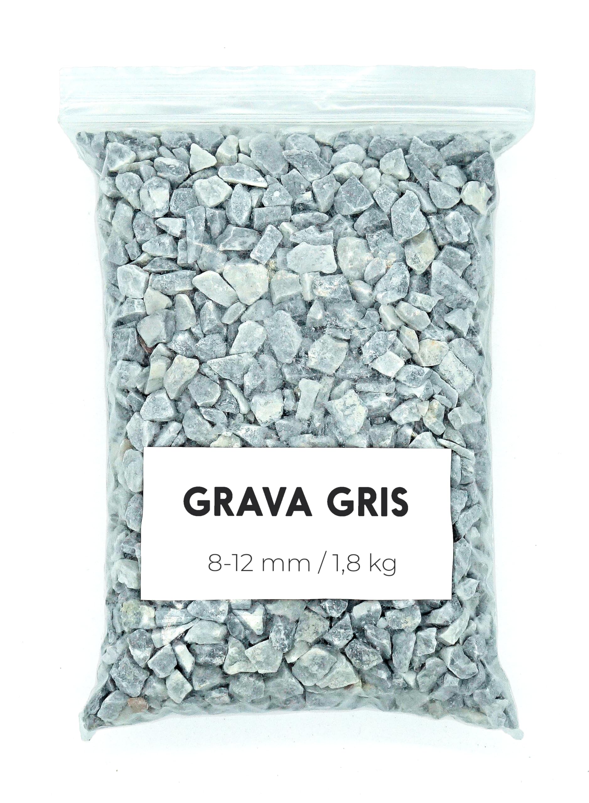 Landare Grava Gris Nevada 1,8kg - Piedras Decorativas - Grava Acuario - Piedras Decorativas para Jarrones - Piedras Acuario y Peceras - Piedras para Macetas - Grava Jardin (8-12 mm)