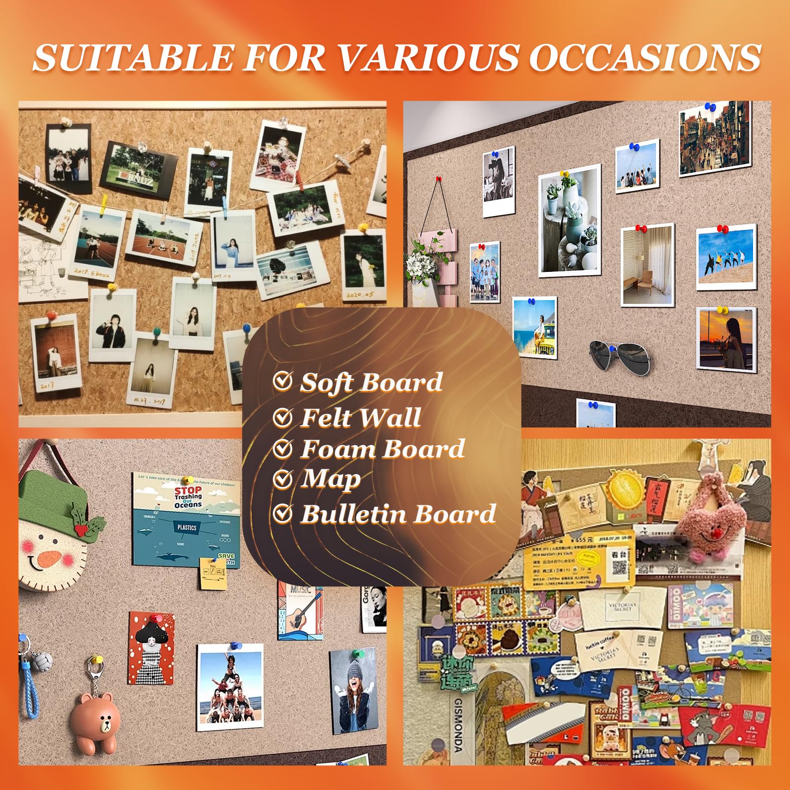 80 Piezas De Alfileres Para Tablón De Corcho, Chinchetas Decorativas De, image size:1601x1601