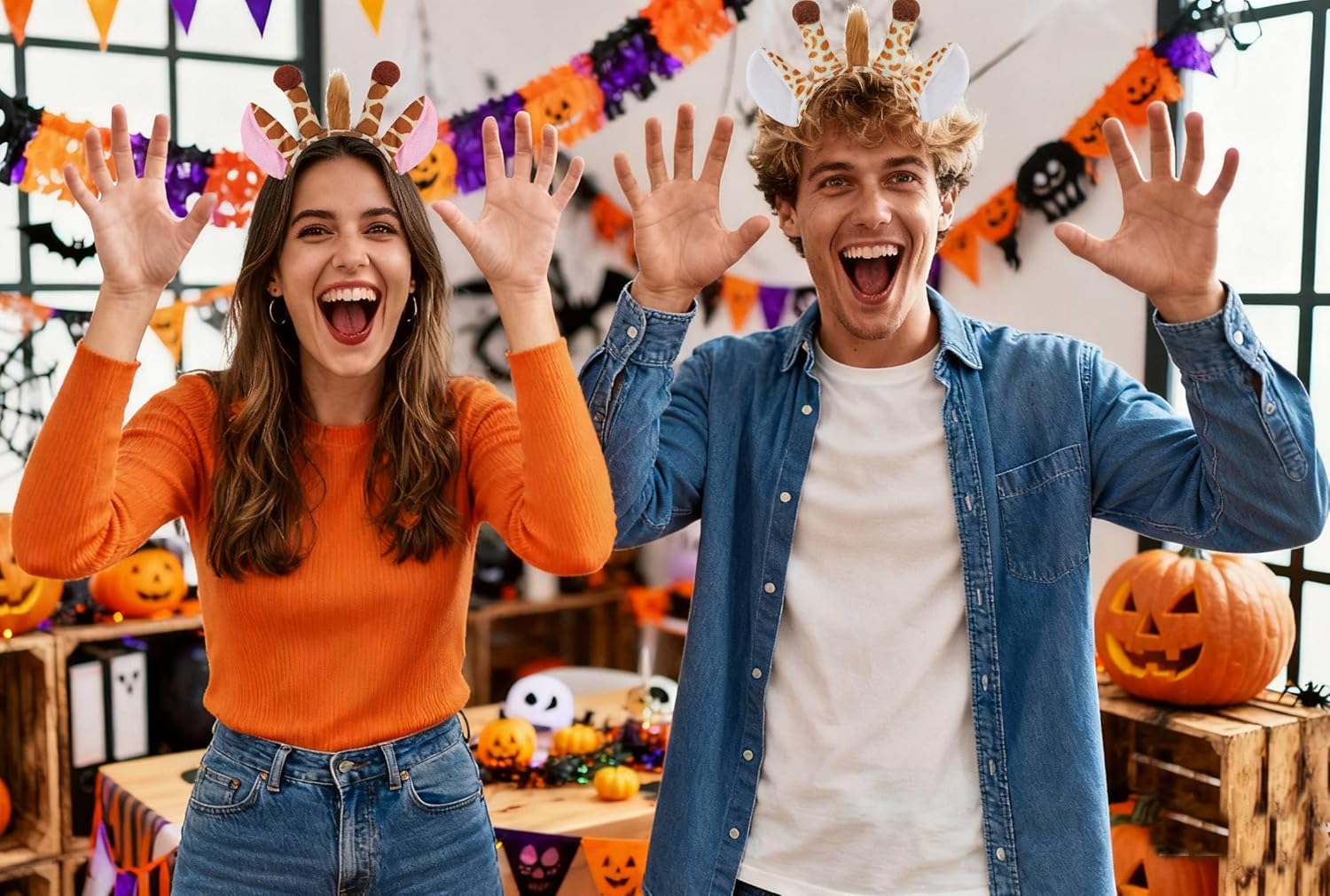Kirei Sui 2-Piece Giraffe Ears Headband for Adults Cute & Soft Costume Halloween Christmas Party Accessories - Image 3