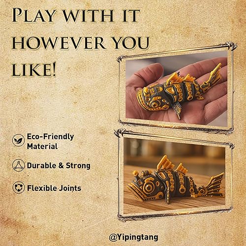 Miniatura 6 de Figura de pez Cyberpunk impresa en 3D, figura estilo steampunk