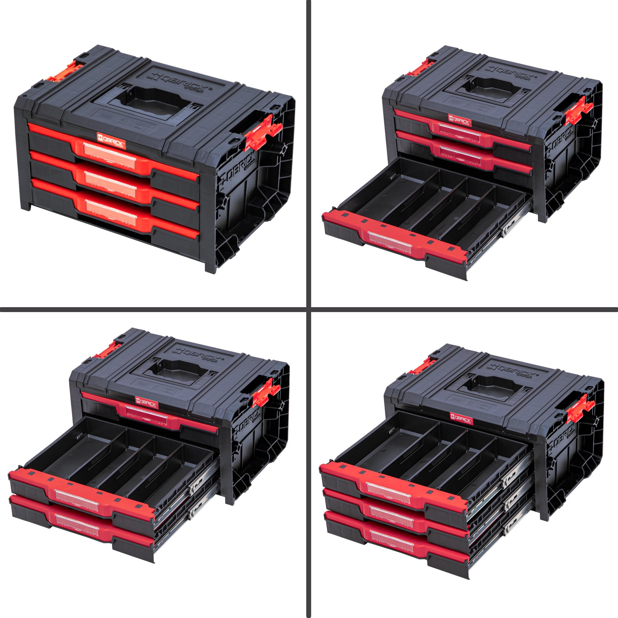 Set composto da 2 cassetti per attrezzi tripli su una piattaforma con ruote + scatola H 76 cm, set modulare, garage officina PRO