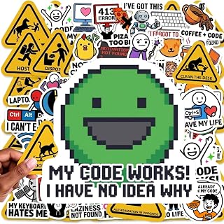 Withaartech 100 PC Programming Stickers Developer Coding Meme Tech Caution Humor Signs, Waterproof Vinyl Laptop PC Bottle ...