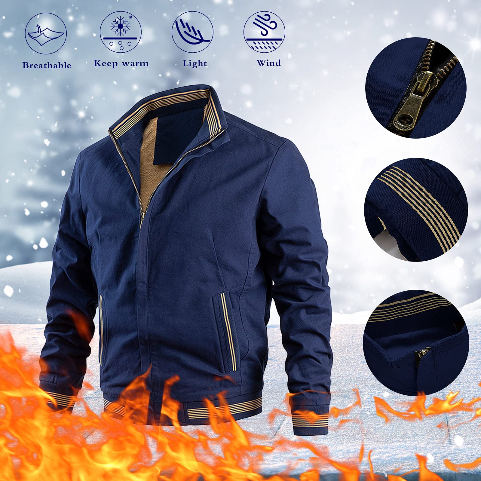 Uomo Giacca Classica Giacca Militare Casual Giacca Da Esterno Giacca A Collo Alto Giacca Leggera Giacca Casual Giacca Cerniera Bomber Giacca Primavera Inverno