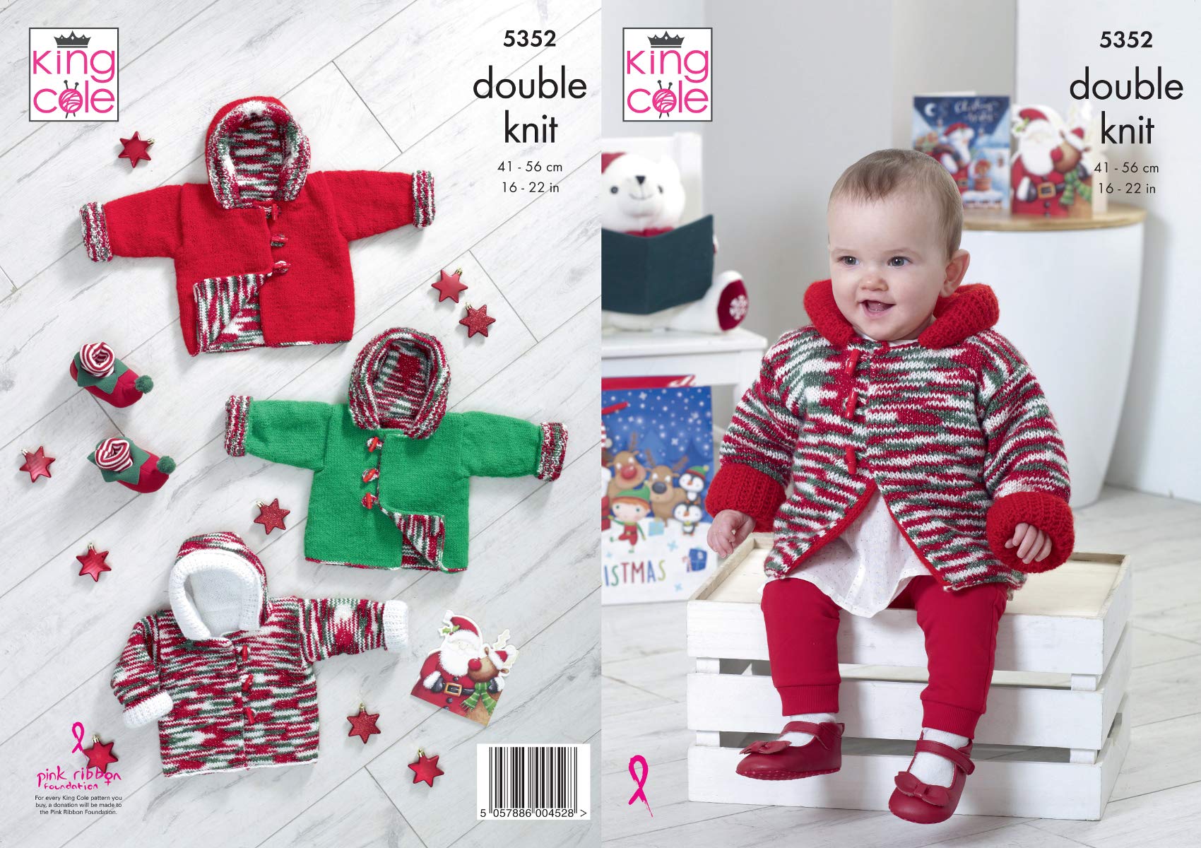 King Cole Big Value DK & Glitz DK Knitting Pattern 5352 - Coats Pattern - 16-22 Inches