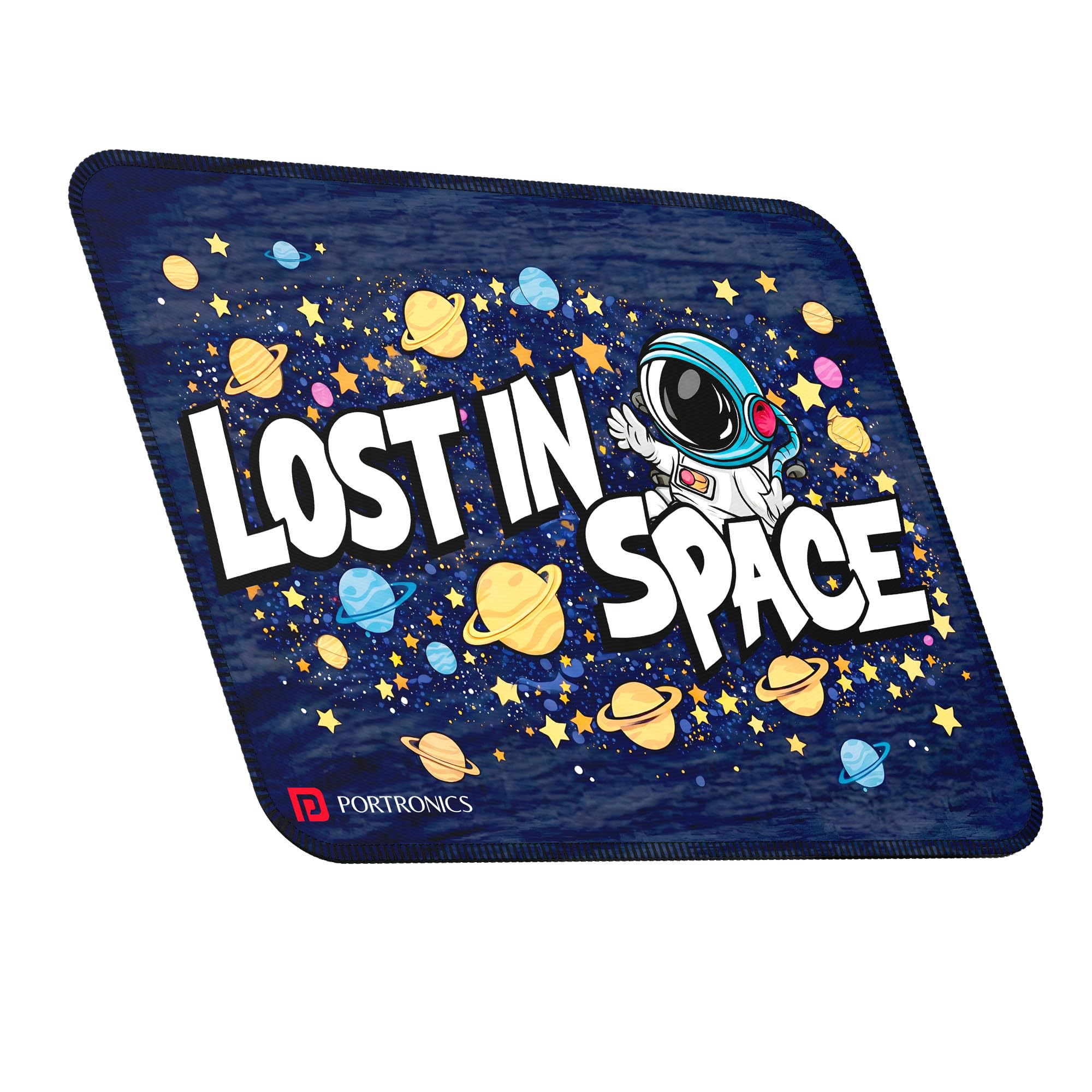 Portronics Comfipad Space Galaxy Theme Mouse Pad with Stitched Edges, Anti-Slip Rubber Base, Smooth Precision Surface, Water-Resistant, Durable & Rollable Gaming Mouse Pad, Dark Blue-image-5