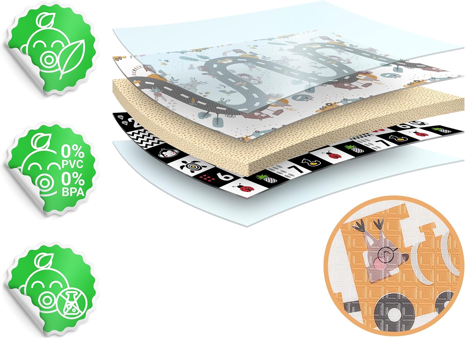 Nukido Baby Foammat Dubbelzijdig Schattig Kleurrijk Ontwerp