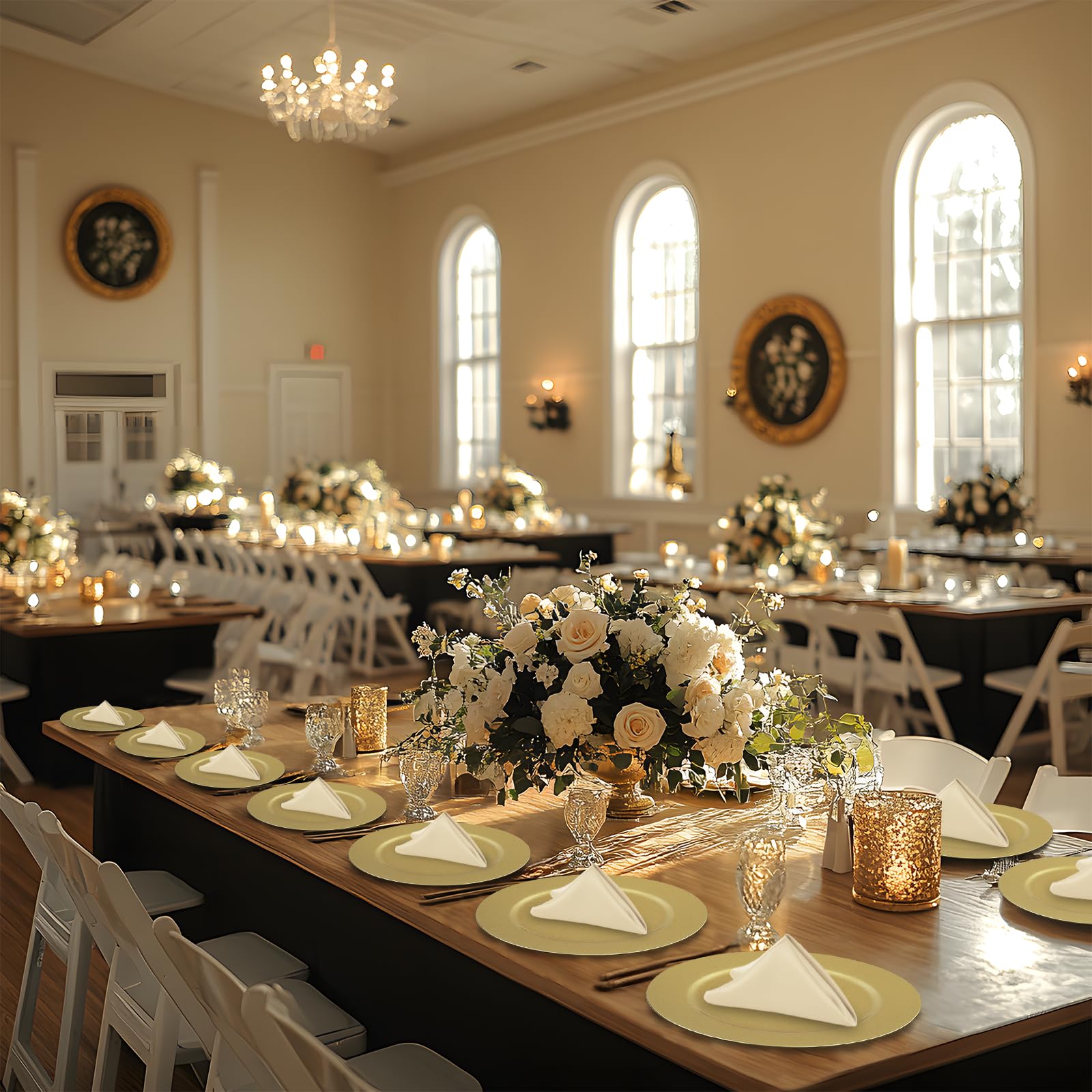 MAONAME 100 PCS Gold Charger Plates Bulk, 13