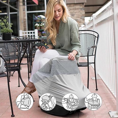 Miniatura 3 de Boppy Funda multiusos para 4 y más  Gris claro perla  Tejido de punto UPF 50 de secado rápido y malla transpirable  Toldo para asiento de coche