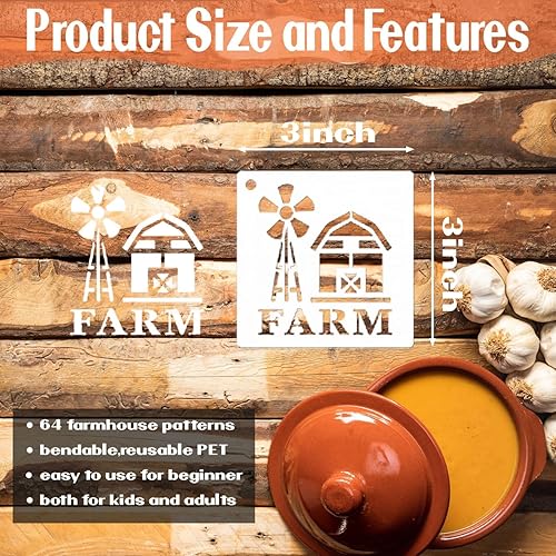 Miniatura 9 de Plantillas de flores para pintar, 64 plantillas de 3 pulgadas para manualidades, plantillas de pintura de roca, plantillas reutilizables de plástico