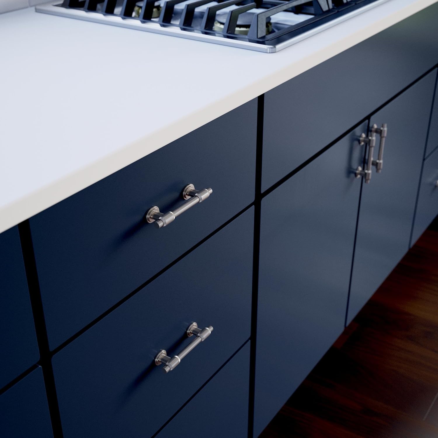 Franklin Brass Adjusta-Pull (5-Pack) Adjustable Drawer Pulls | Fits 1-3/8 to 4 Inch Hole Centers | Matte Satin Nickel Cabinet Handles | Fluted Edge