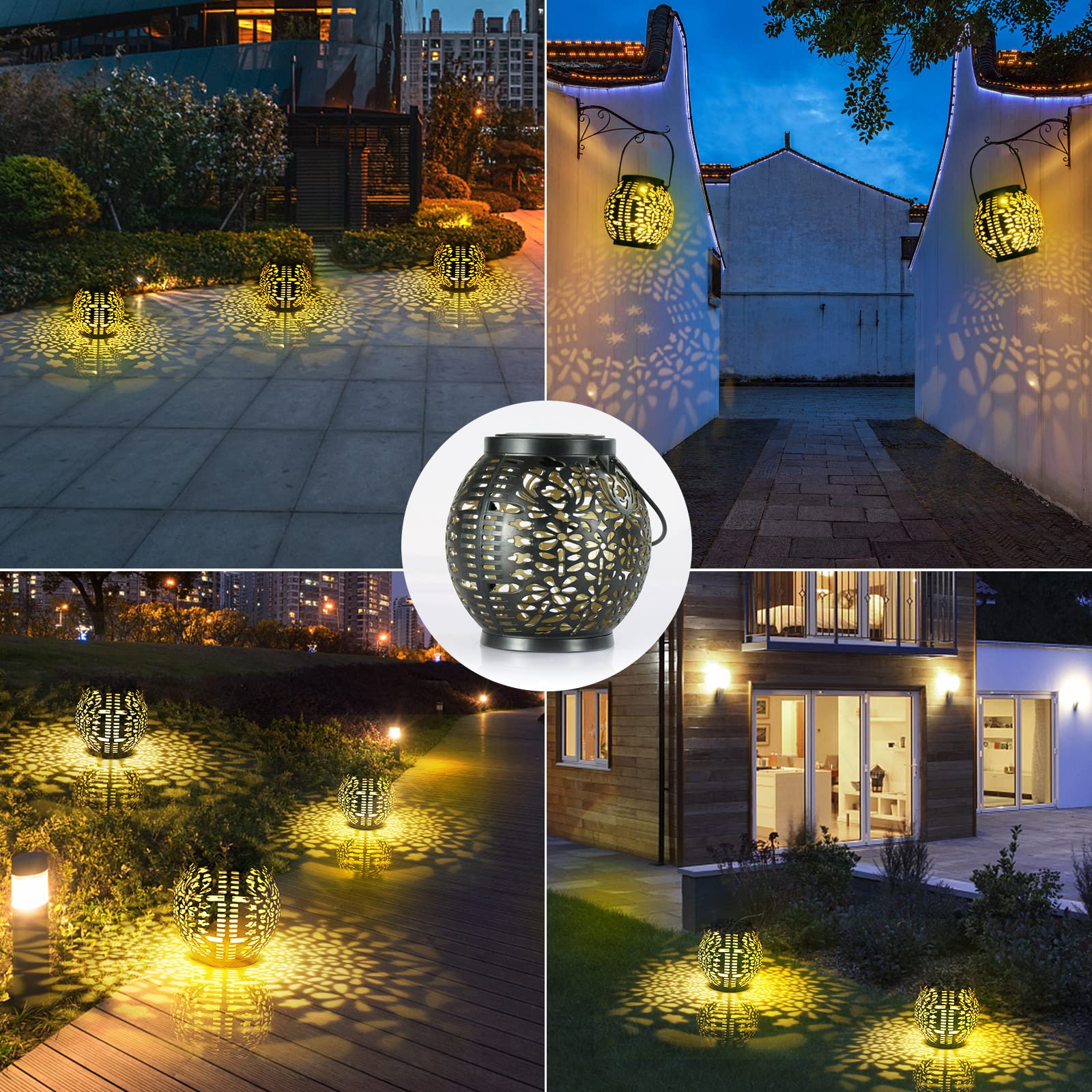 OUSFOT Solarlaternen 2er-Set Für Garten & Balkon – Wasserdicht, 2 Lichtmodi, Mit Aufhängehaken