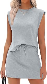ANRABESS Womens Skirt Sets Summer 2 piece Outfits | Cap Sleeve Top and Short Skort Two Piece Matching Set, Athletic Tennis Workout Skorts, 2026 Wrinkle-Free Travel Clothes