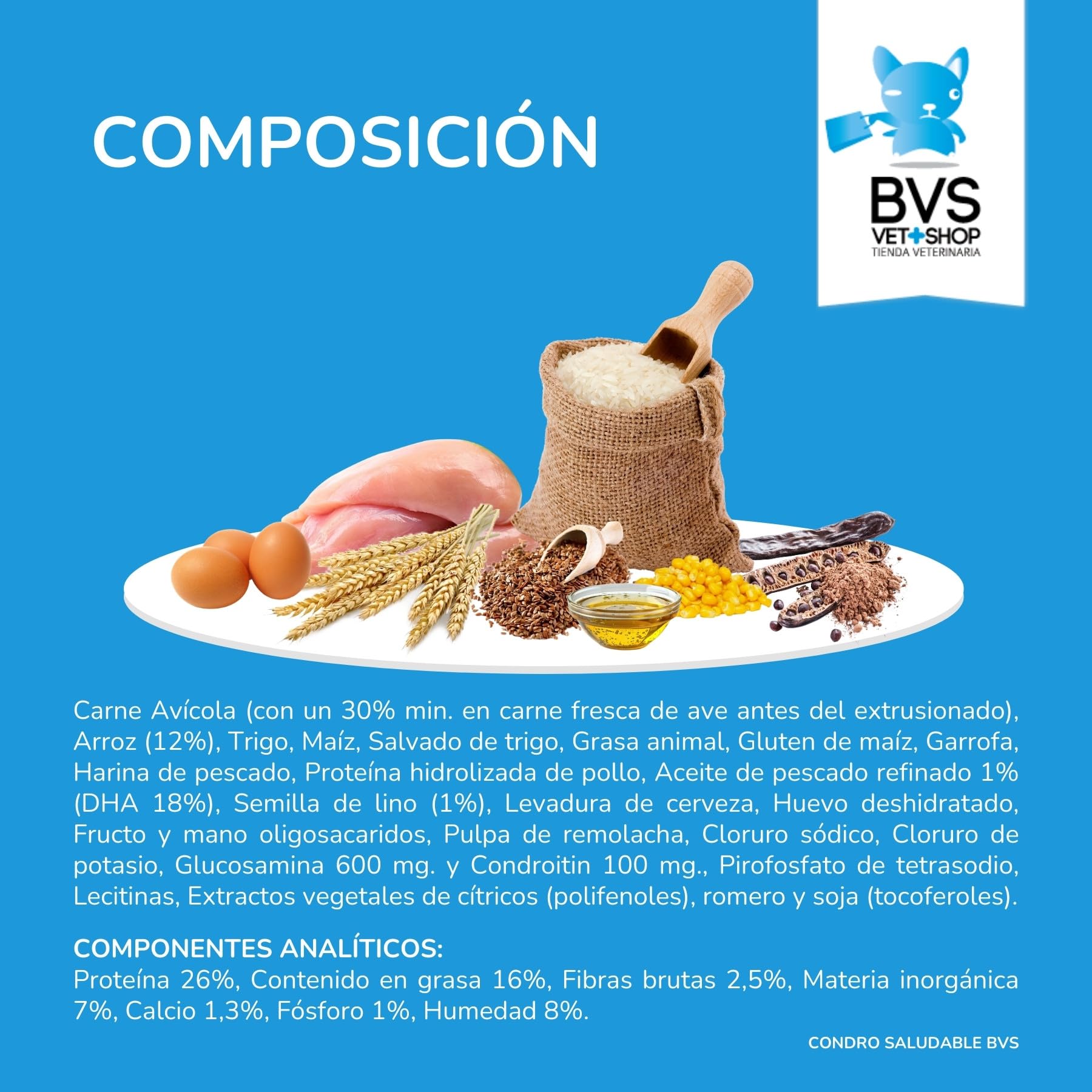 BVS Vet Shop | Condro Saludable Plus para Perros | Musculos vigorosos y Ayuda para Las articulaciones de tu Mascota | Razas Medianas y Grandes | 12 kg