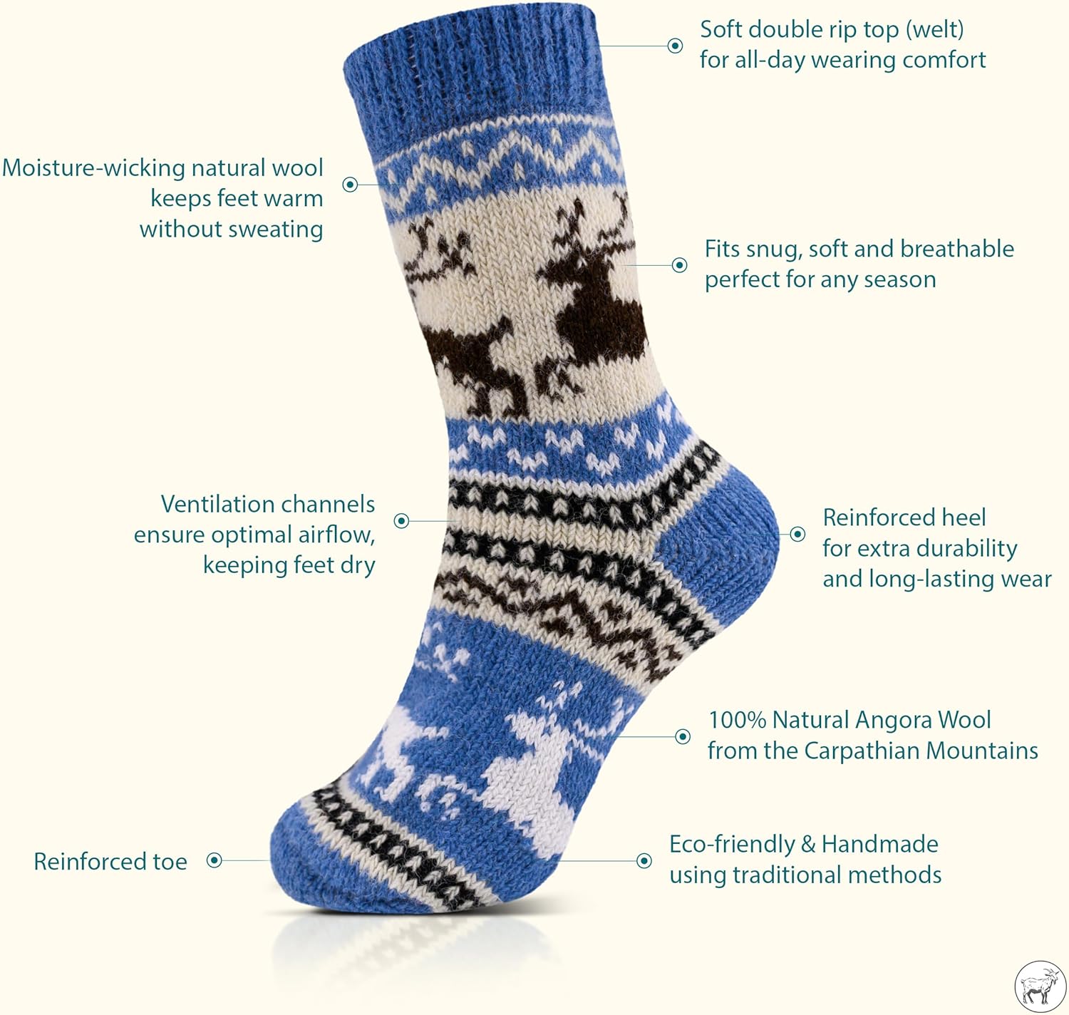 Angora Wool Socks - Machine Washable Dry-Foot Fuzzy Warm Breathable Soft Unisex Indoor/Outdoor Socks for Women and Men