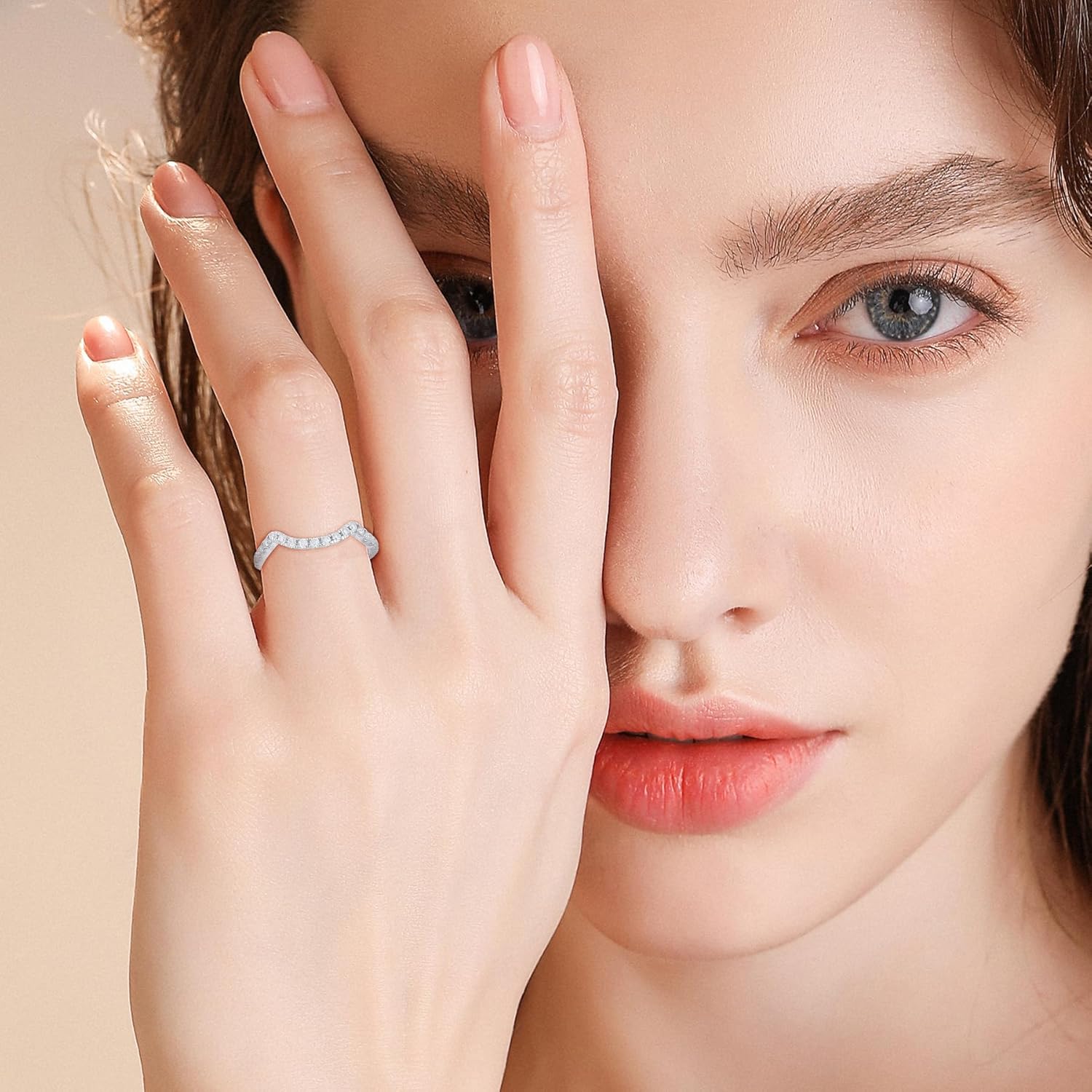 Moissanite Wedding Band for Women, Moissanite Wedding Rings 18K White Gold Plated with S925 Sterling Silver - Image 3