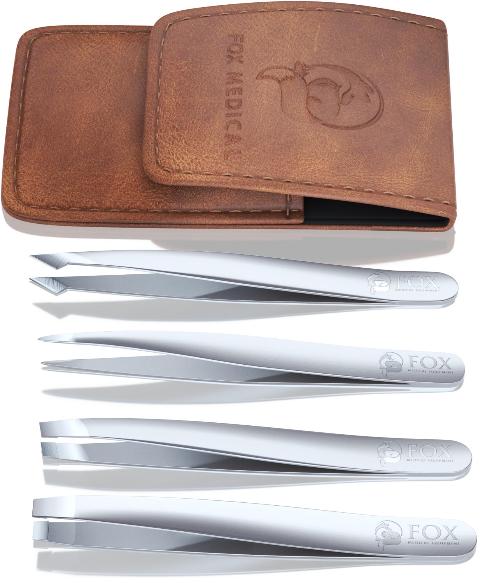 4 Piece Stainless Steel Tweezers Set