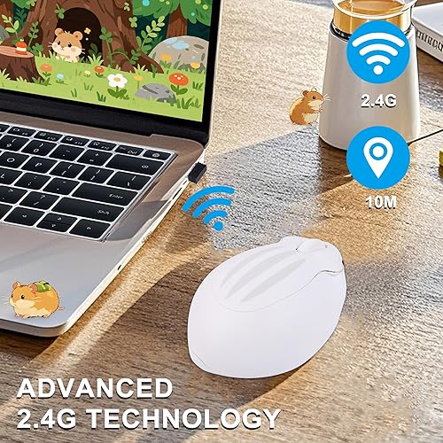 Miniatura 3 de Ratón inalámbrico lindo ratón de hámster de animales de dibujos animados con receptor USB 2.4 GHz, óptico, portátil, pequeño, silencioso, Kawaii,