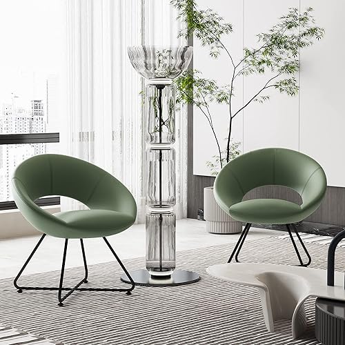 Miniatura 9 de Alunaune Sillas giratorias para sala de estar, silla de tocador, moderna tapizada, pequeña y cómoda, de piel sintética, silla de escritorio, sofá