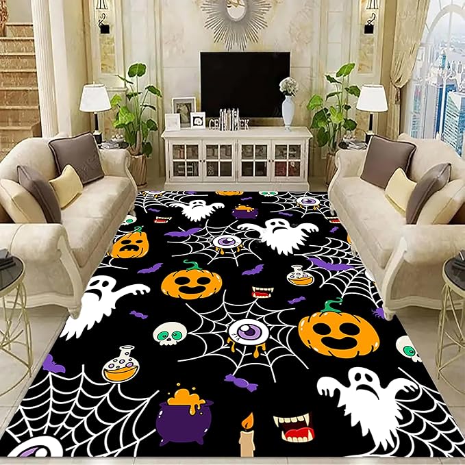 Amazon.com: YHUERC Black Halloween Rug,3x5ft Gothic Rugs,Ghost Pumpkin ...