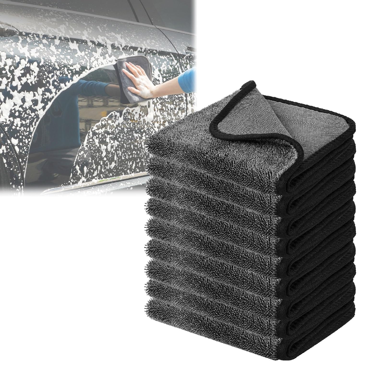 Thickened Microfiber Cleaning Cloth Set of 2 Car Washing Towels Scratch-Free for Suvs Rvs Trucks Boats TV Glasses