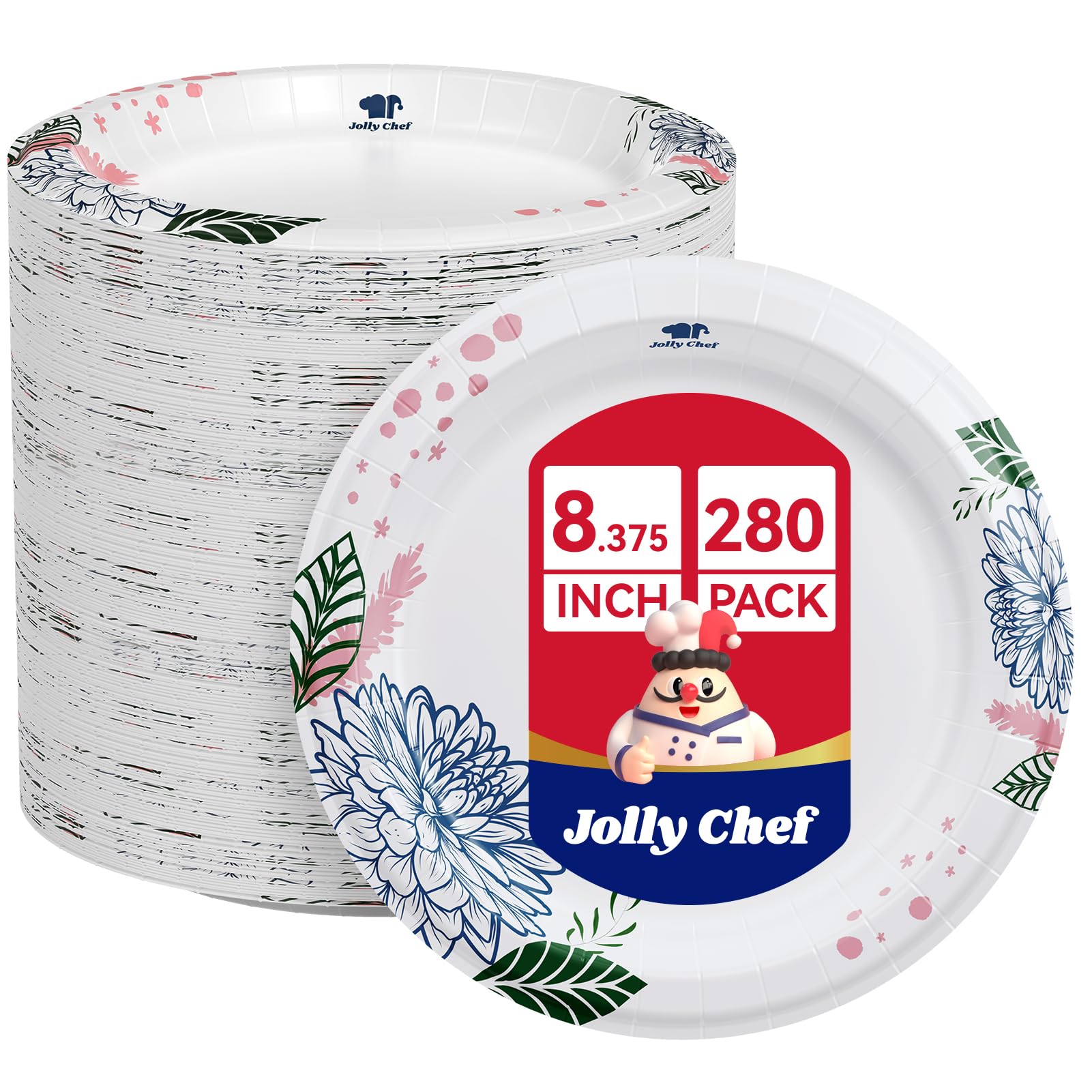 JOLLY CHEF 8.37-Inch Paper Plates 280 Count