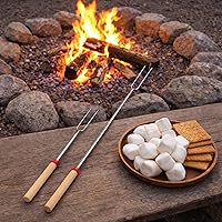Vista 7 de Smores Sticks para hoguera – Palitos para asar malvaviscos y palitos para asar perros calientes, brochetas extensibles de acero inoxidable