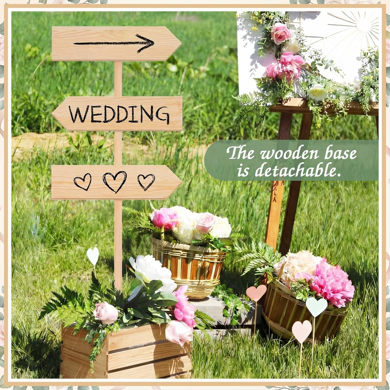Chunful Wooden Blank Arrow Signs with Stakes, Wood Blank Directional Yard Sign for Outdoor Lawn Patio Yard Garden Weddings Birthday Party Guidepost Decorations(Natural Wood,53 Inch)