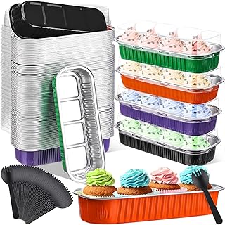 540 Pcs Mini Loaf Pans with Lids and Spoons 6.8 oz Rectangular Aluminum Foil Baking Pans Mini Cake Tins for Bread Desserts(Halloween Color,Rectangle Style)