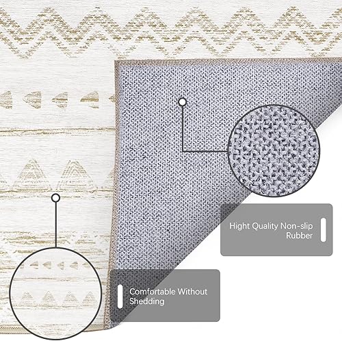 Miniatura 3 de jinchan Alfombra marroquí de pasillo de 2 x 5 pies para pasillo de cocina, ultrafina, lavable, bohemia, geométrica, antideslizante, para baño,