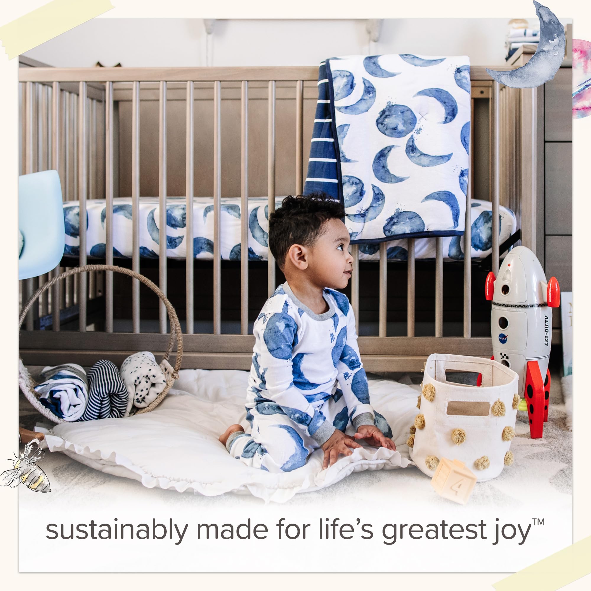Burt's Bees Baby Manta Reversible, para guardería, Cochecito y Barriga de algodón orgánico, Acolchada, Ropa de Cama para bebés y niños pequeños