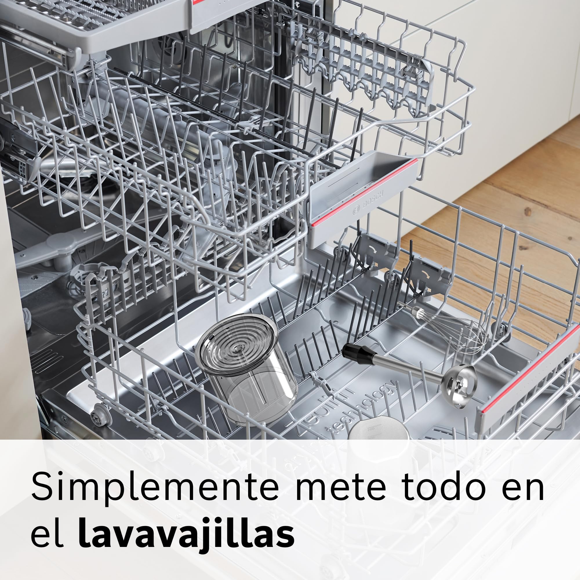 Bosch - Batidora de mano profesional, ErgoMixx, 750 W, 12+1 velocidades, QuattroBlade, Picador y vaso, Negro, MSM67160