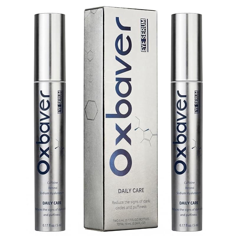 Creme para a região dos olhos Oxbraver com cafeína e aplicador metálico, pacote com 2