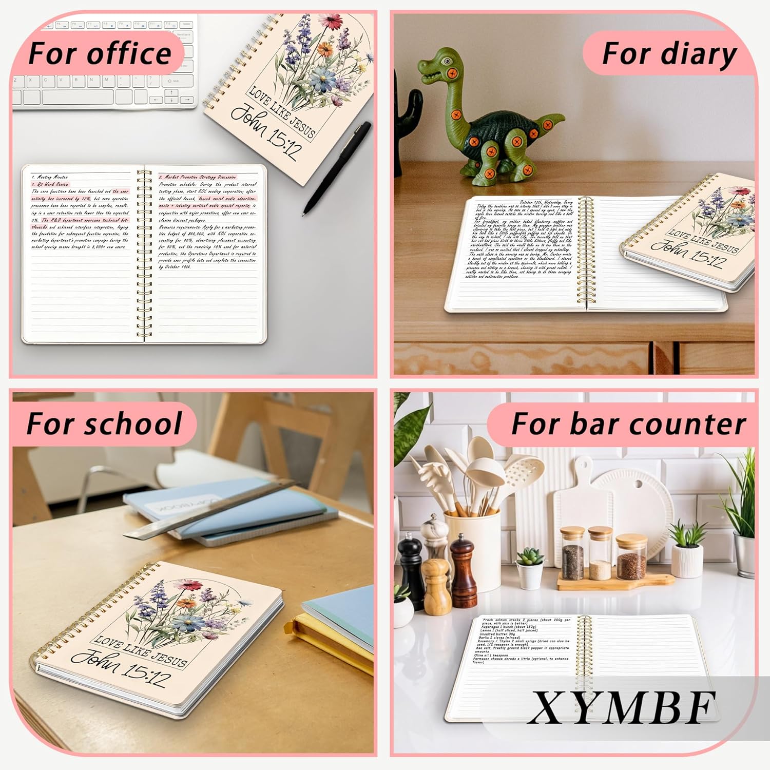 XYMBF Love Like Jesus Christian Notebook Journal, Vintage Floral Bible Notebooks for Note Taking, Christian Gifts for Women Journal, Hardcover Spiral Notebook 5.5x8.3 Inch - Image 5