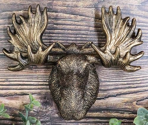 Miniatura 9 de Ebros Gift Clave de pared con cabeza de alce rústico vintage occidental, ganchos de pared de múltiples puntos, placa de resina en acabado de bronce,