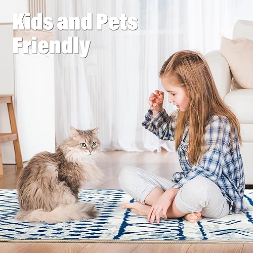 Miniatura 4 de Alfombra de pasillo lavable de 2 x 7 pies, antideslizante, estilo bohemio, marroquí, para interiores, para pasillo, granja, geométrica, alfombra