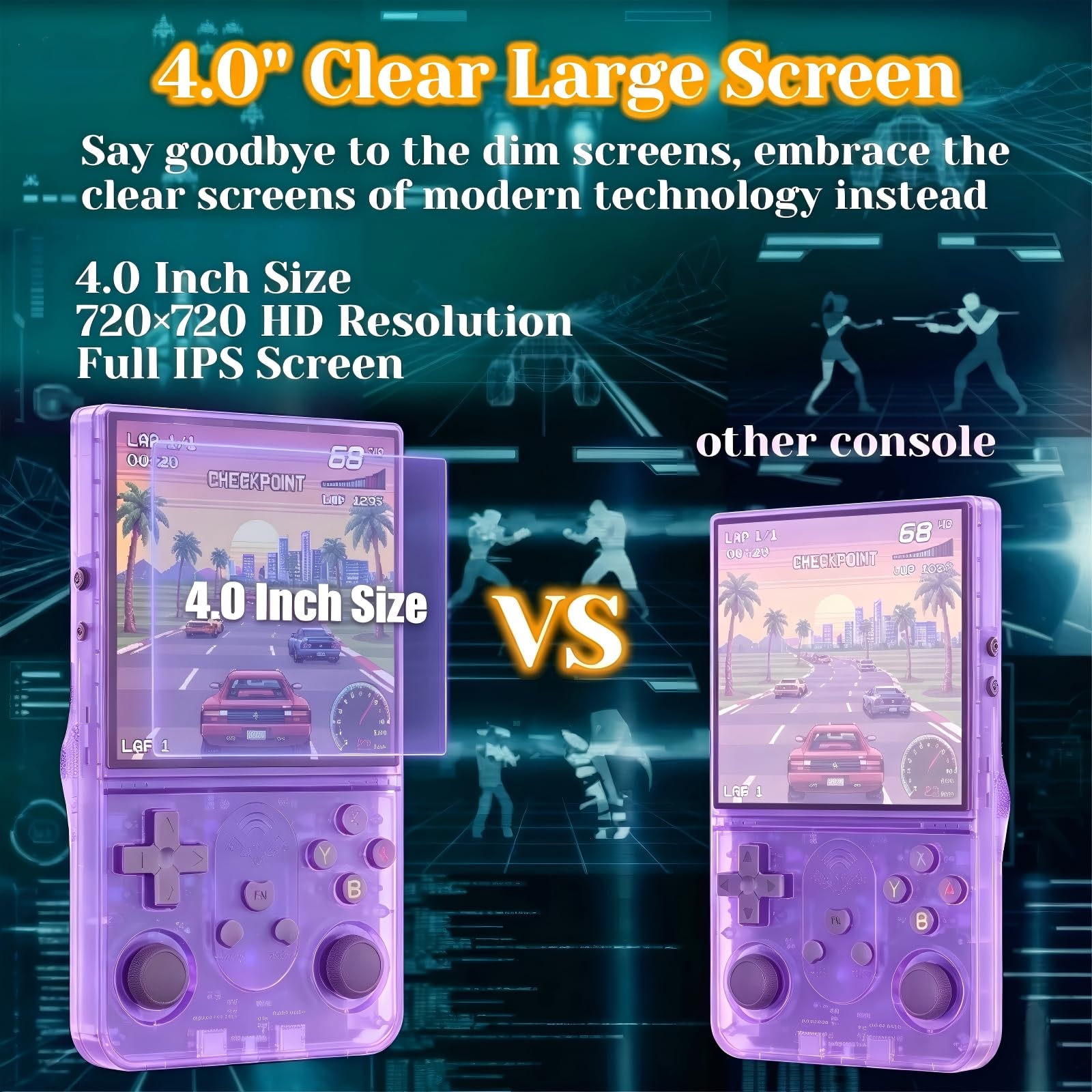 Consola de juegos portátil retro S600, pantalla IPS de 4.0 pulgadas, memoria de 64 GB, más de 22.000 juegos clásicos, batería de 4000 mAh