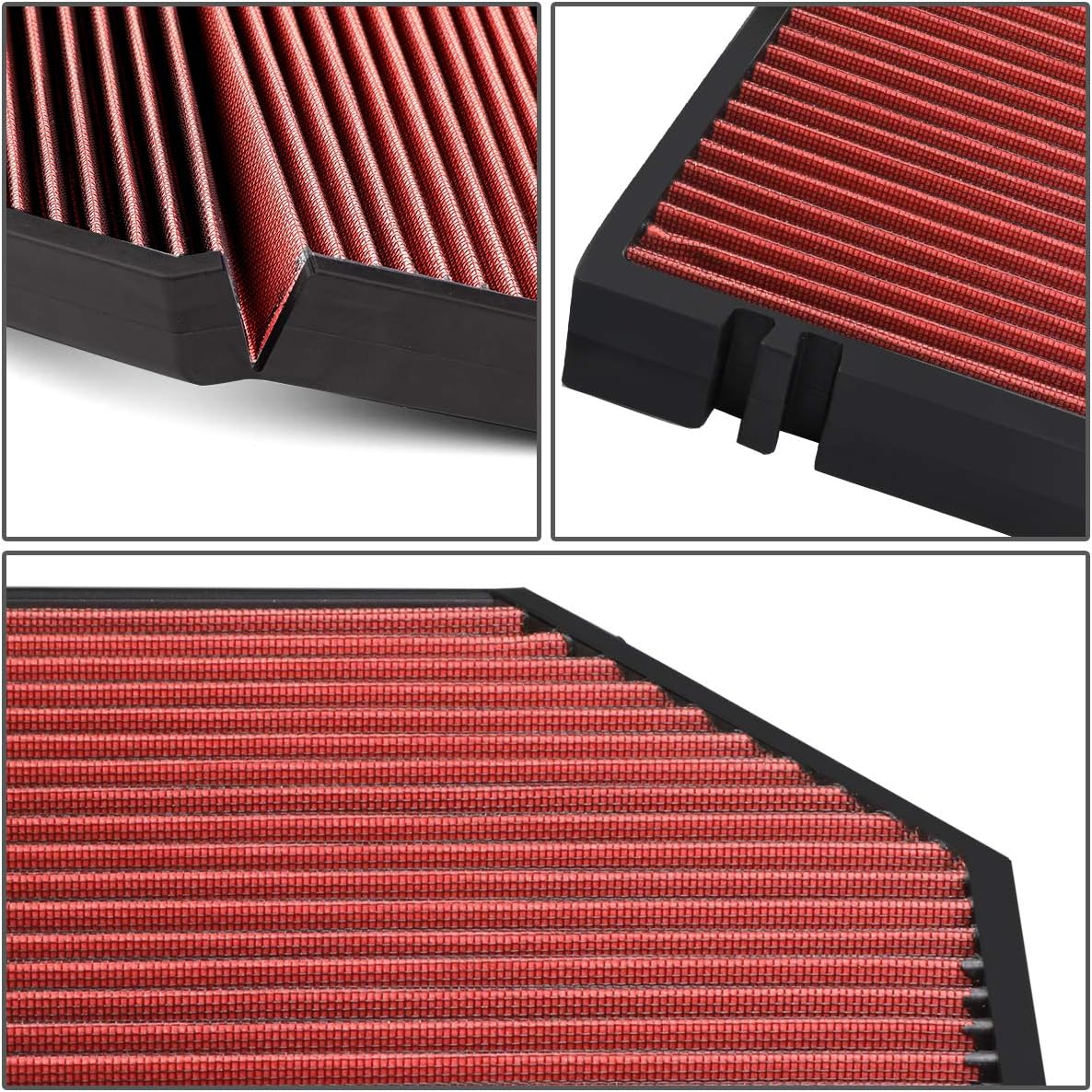 Auto Dynasty Compatible with 2008-2018 Porsche Macan Audi A4 Allroad/A5/A6/Q5/S4/RS5/S5 High Flow Drop-in Panel Cabin Air Filter, Red