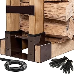 Heavy Duty Metal Firewood Rack Outdoor & Indoor Log Holder for Fireplace, Wood Storage Shelf with Drainage Holes, Rust Resistant Steel Firewood Stacker with Brackets, Steel Plates, Screws and Gloves