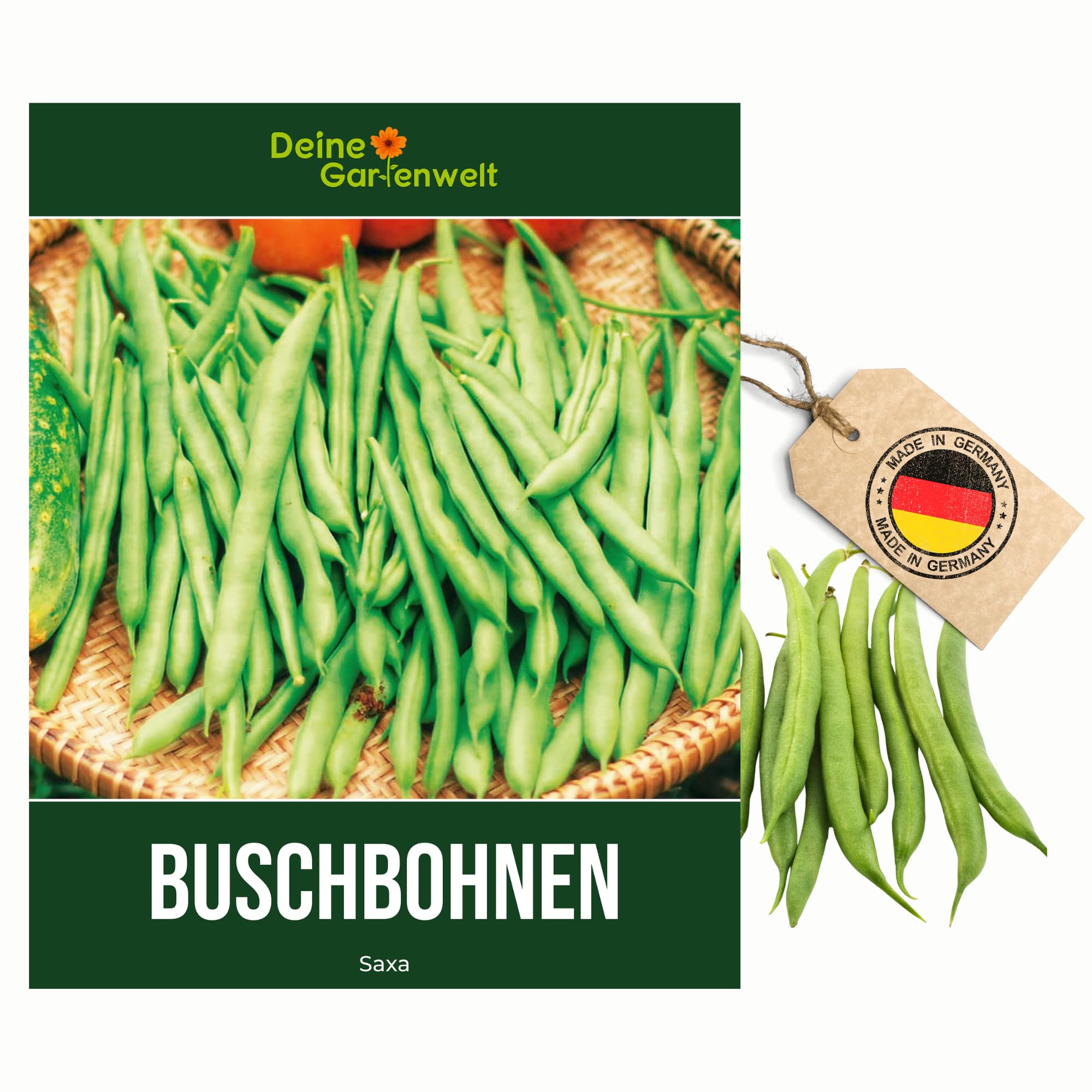 Buschbohnen Saxa Samen - Phaseolus vulgaris - Bohnensamen - Gemüsesamen - Saatgut für 50 Pflanzen