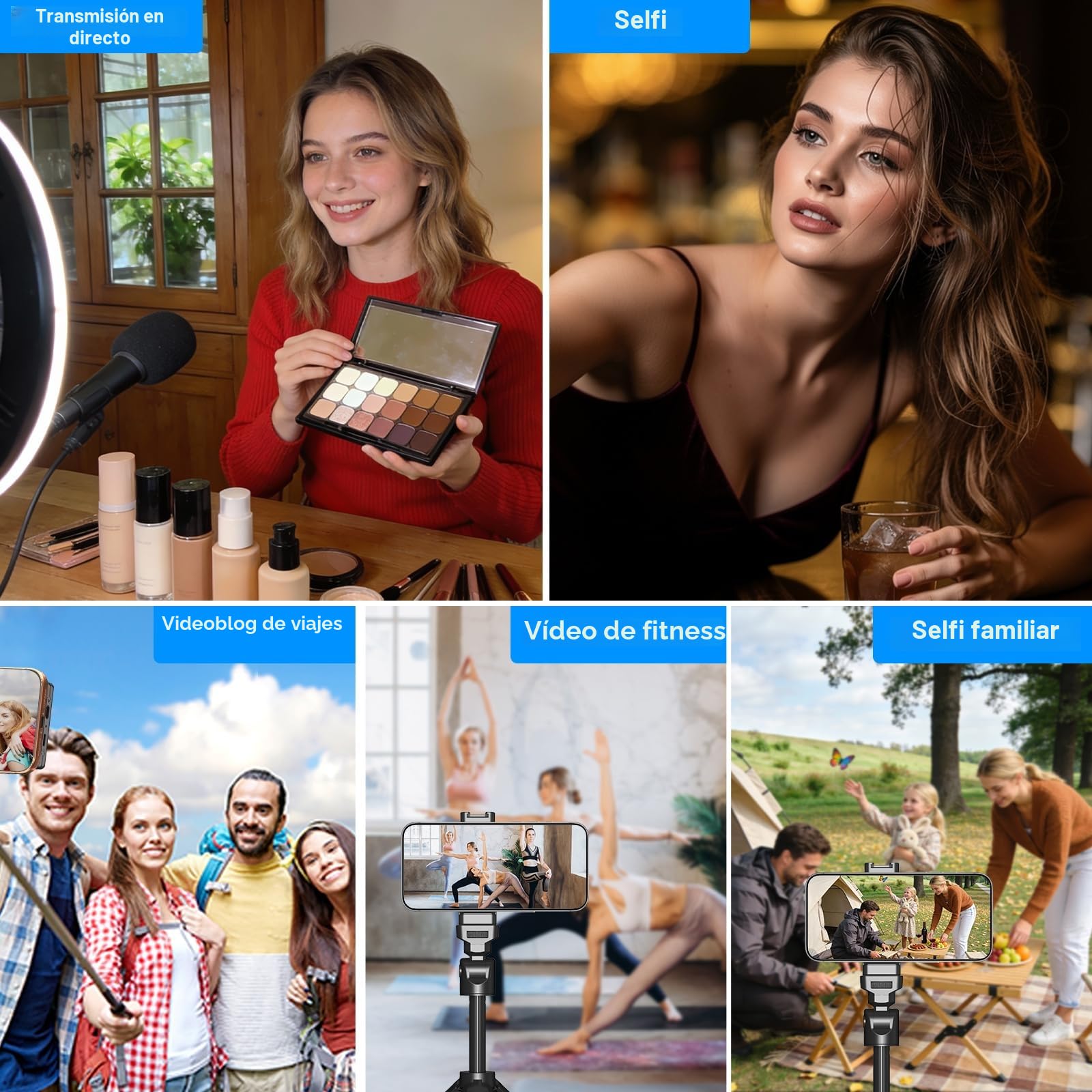 Newmowa Negro Pantalla magnética para Selfie Vlog,grabación inalámbrica 1080P, fotocamera posteriore del telefono per Selfie Vlog TikTok LiveStream,Compatible con iPhone(grabación con Cable 4K 30fps)