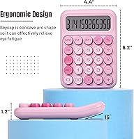 Vista 2 de Mr. Pen - Calculadora con interruptor mecánico, 12 dígitos, pantalla LCD grande, calculadora rosa con botones grandes, suministros para el regreso