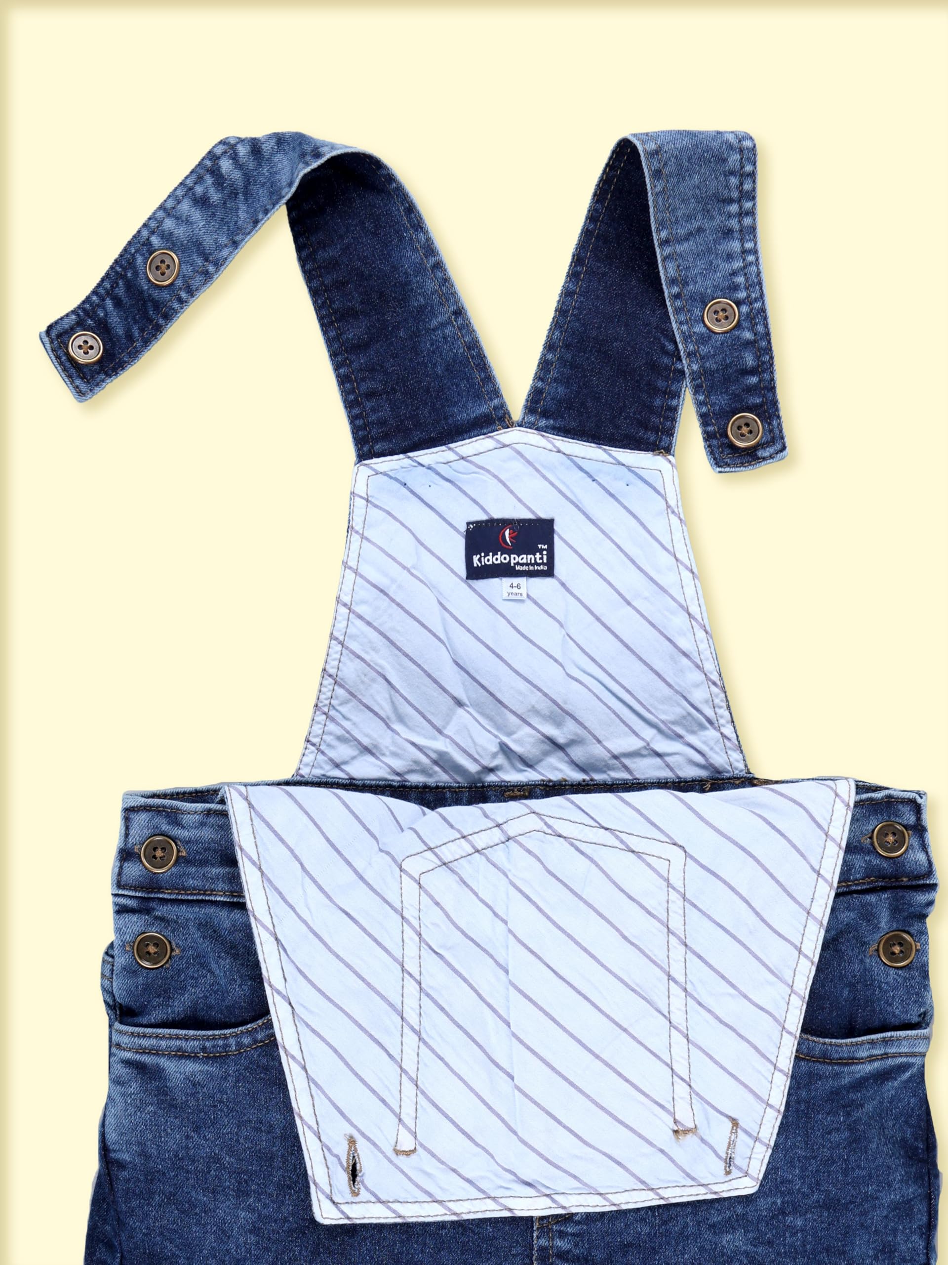 KiddoPanti Boys Denim Dungaree Pant, MD Rag Wash - 4-6Y - Image 5 thumbnail