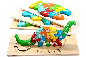 Montessori Mama Wooden Toddler Puzzles 4-Pack Early Learning Toddler Toys & Games Ages 2-4