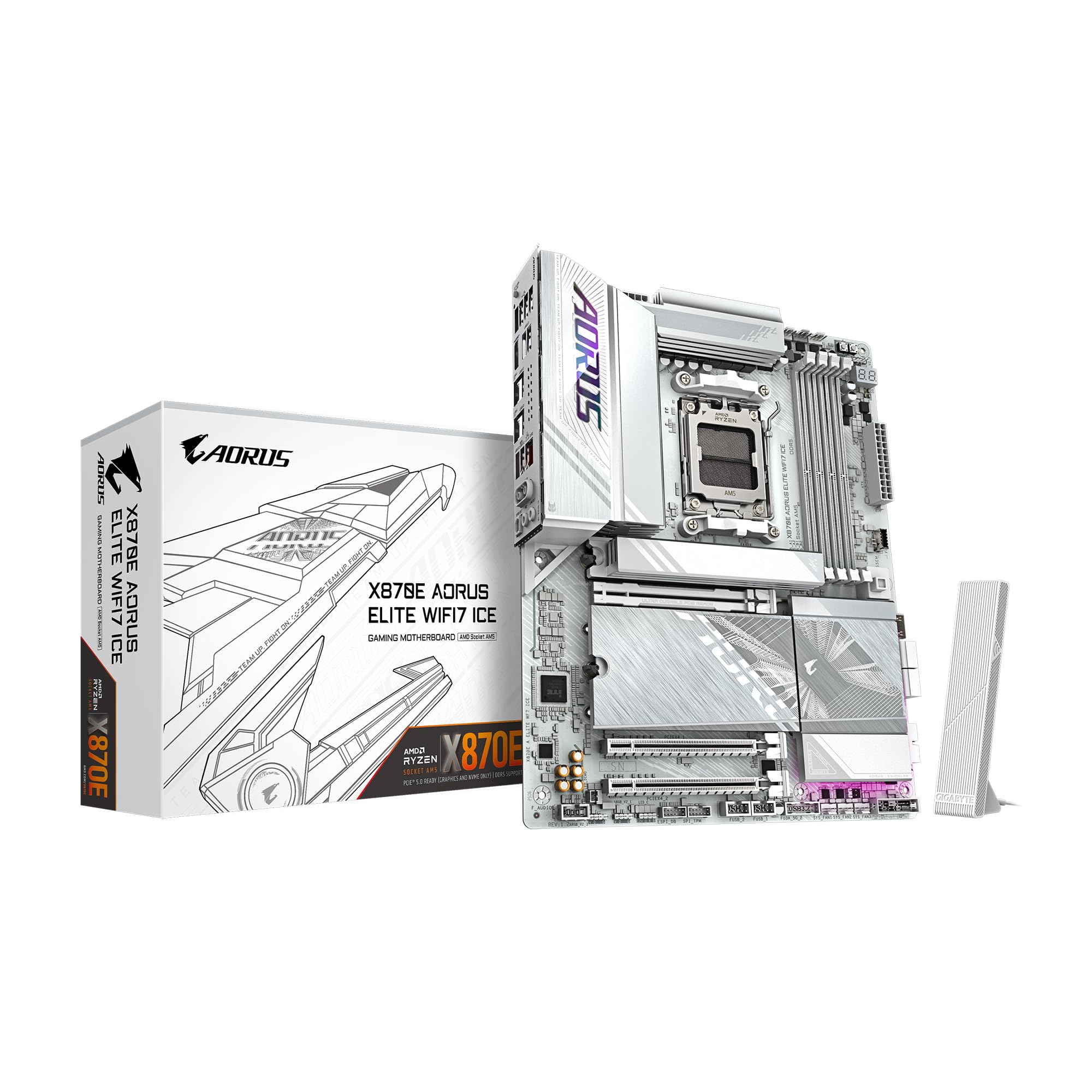 Photo 1 of GIGABYTE X870E AORUS Elite WIFI7 ICE AMD AM5 LGA 1718 Motherboard, ATX, DDR5, 4X M.2, PCIe 5.0, USB4, WIFI7, 2.5GbE LAN, EZ-Latch, 5-Year Warranty