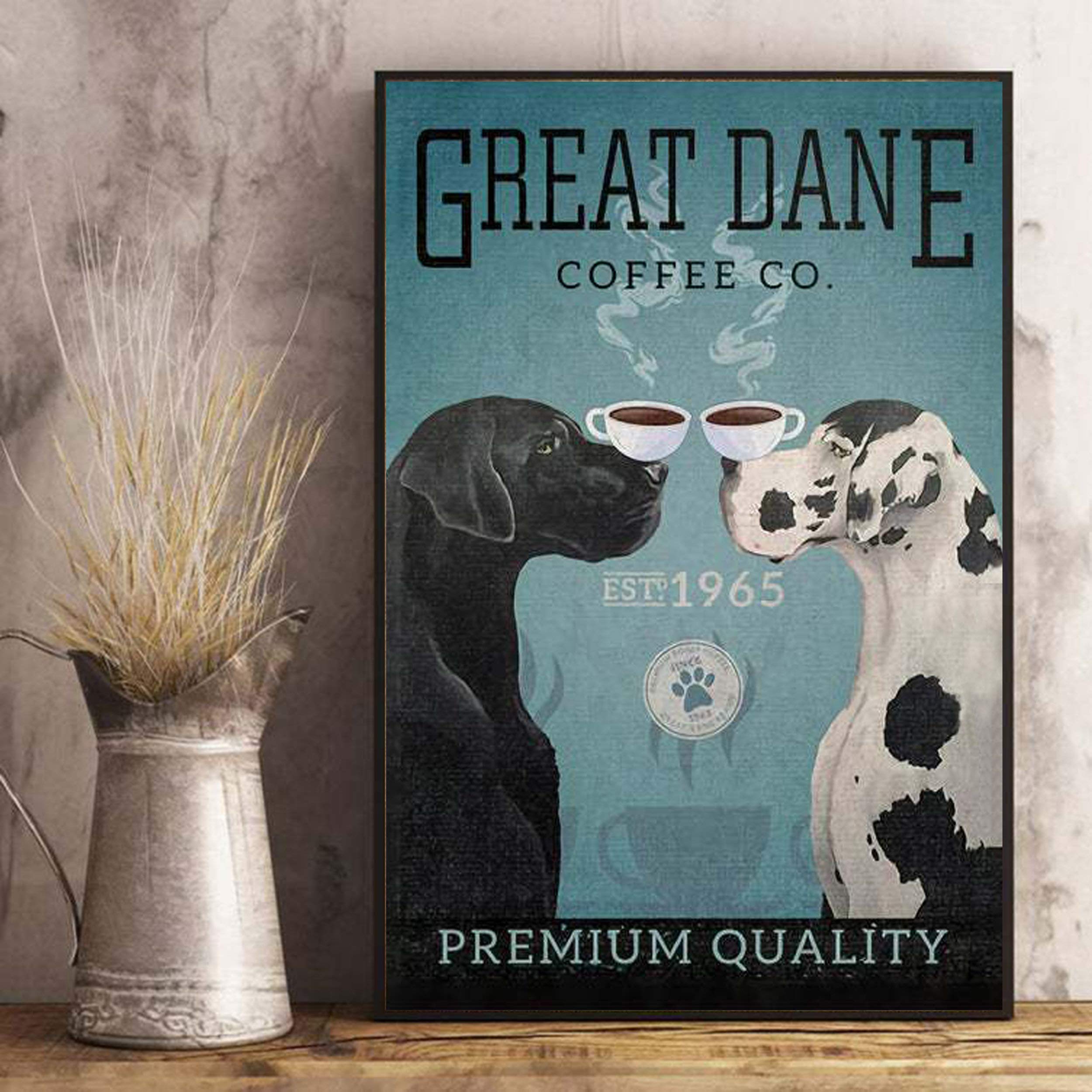 Biopracess Metalpostera17556 Great Dane Coffee Co Great Dane Dog Lover Vintage Poster For Home Cafe Bar Garage Metal Sign 8X12 Inches