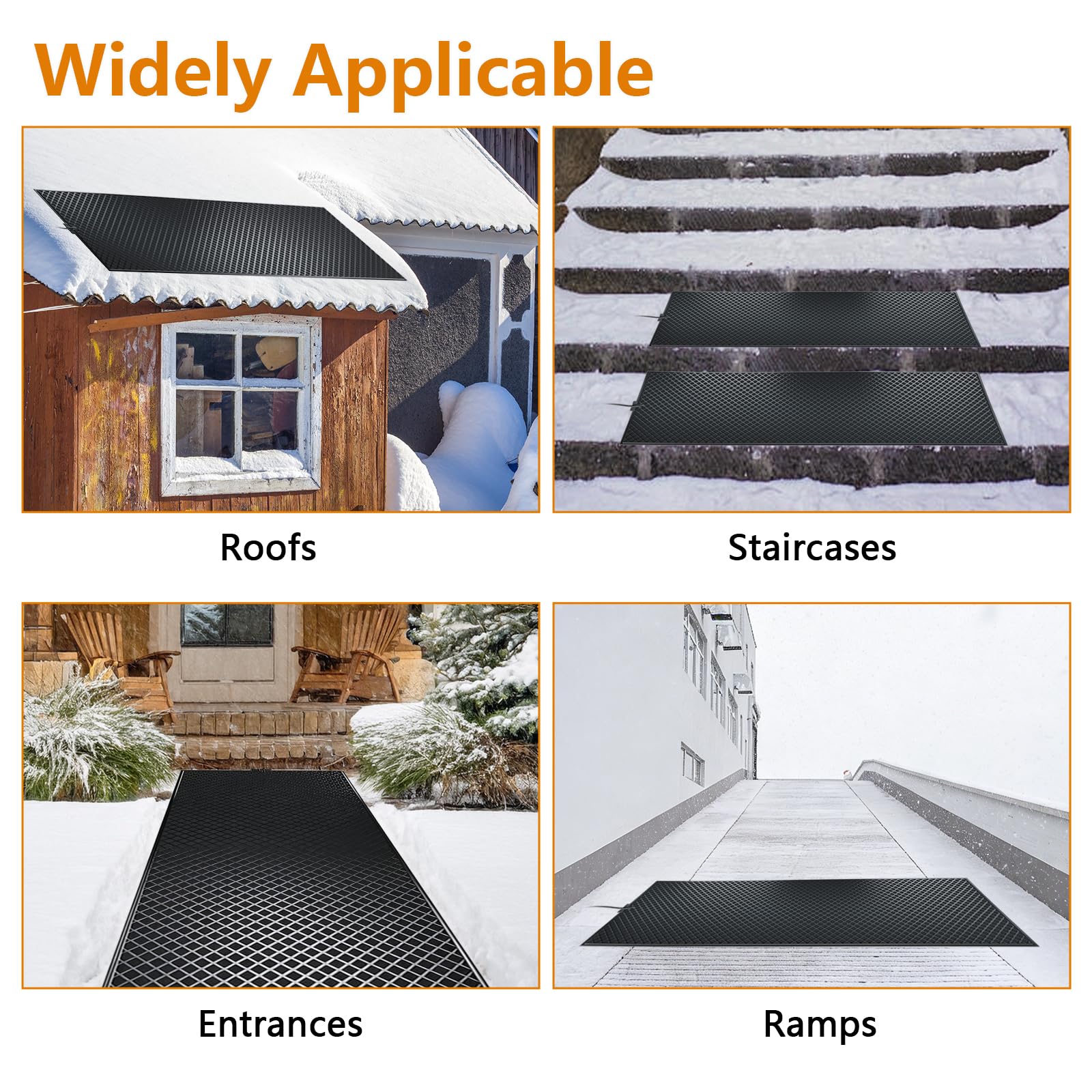 Tapis de fonte de la neige pour marches d'escalier, tapis chauffants pour déneigement en hiver