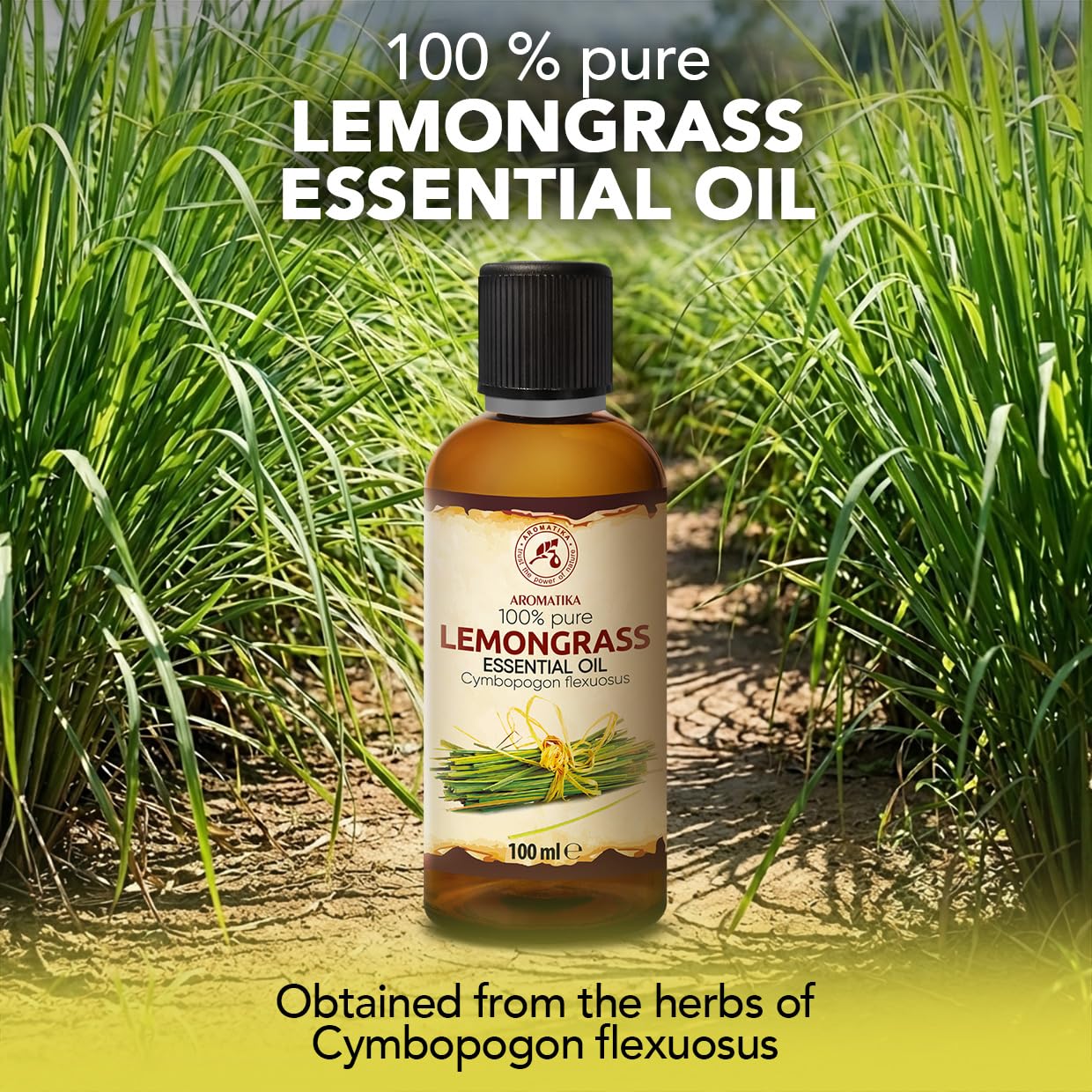 Olejek Eteryczny z Trawy Cytrynowej 100 ml - Cymbopogon Flexuosus - Olejek Aromatyczny do Dyfuzora - Aromaterapia - Świece Zapachowe - Mydła - Odświeżanie Powietrza