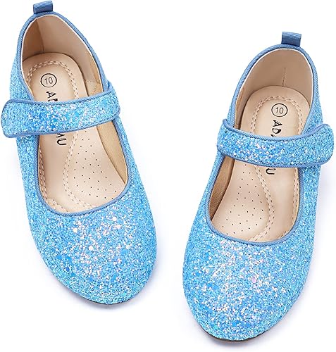 ADAMUMU Zapatos de vestir para niñas, zapatos brillantes para niñas, zapatos de vestir para uniforme escolar de princesa Mary Jane, zapatos de