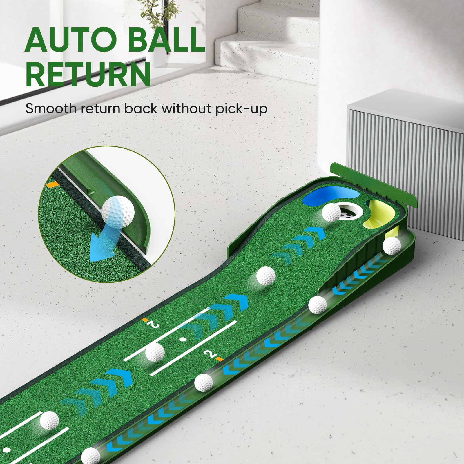 WildFun Tappetino per il putting green da golf con porte e specchio per il putting, tappetino per il putting da golfs per uomini che giocano a golf a casa o in ufficio